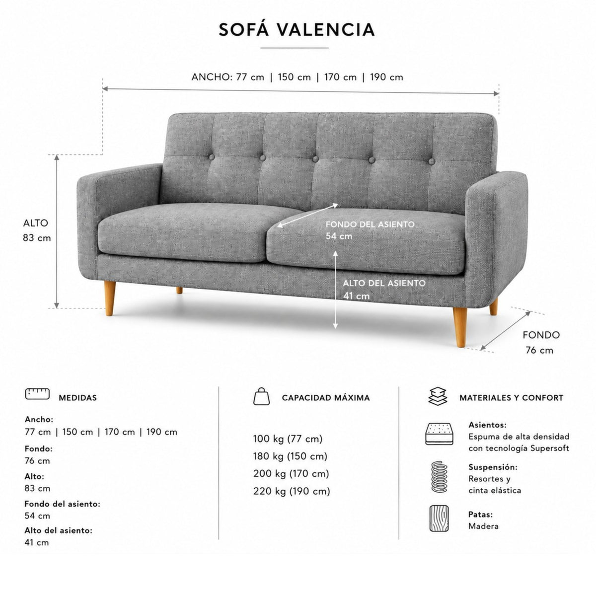 Sofá Valencia - Cuero Blend